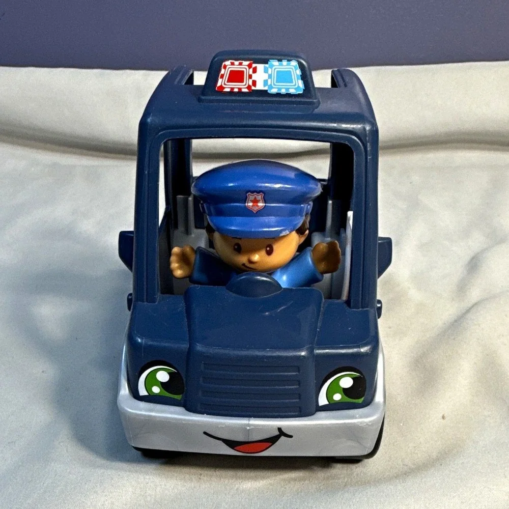 Fisher-Price Little People Police Car w/ Police Officer Figure Blue/White